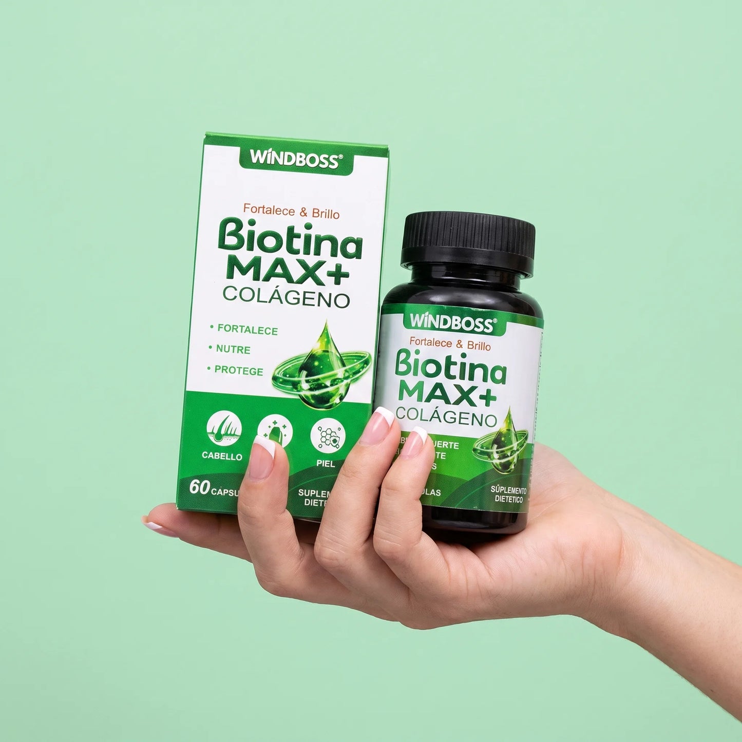 Biotina Max+ Colágeno – Cabello, Piel y Uñas | 60 Cápsulas