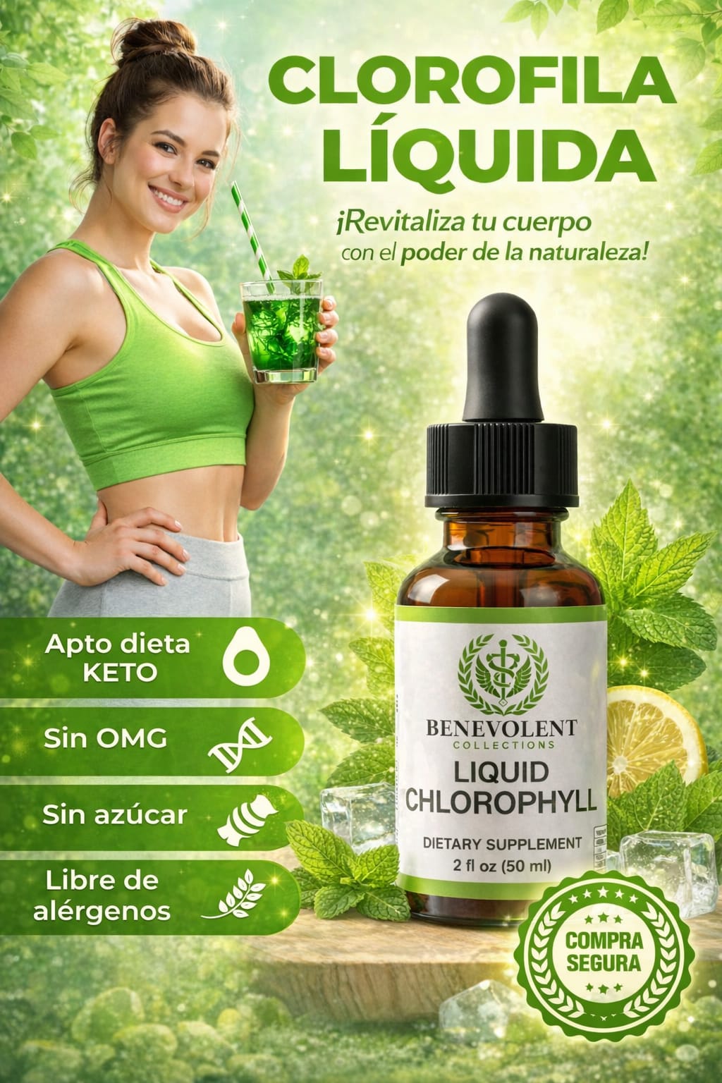 CLOROFILA LÍQUIDA Original- REVITALIZA TU CUERPO DE MANERA NATURAL