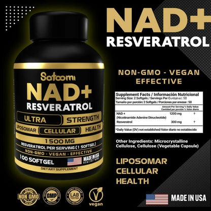 NAD + RESVERATROL IMPORTADO 100 CAPSULAS ⭐⭐⭐⭐⭐