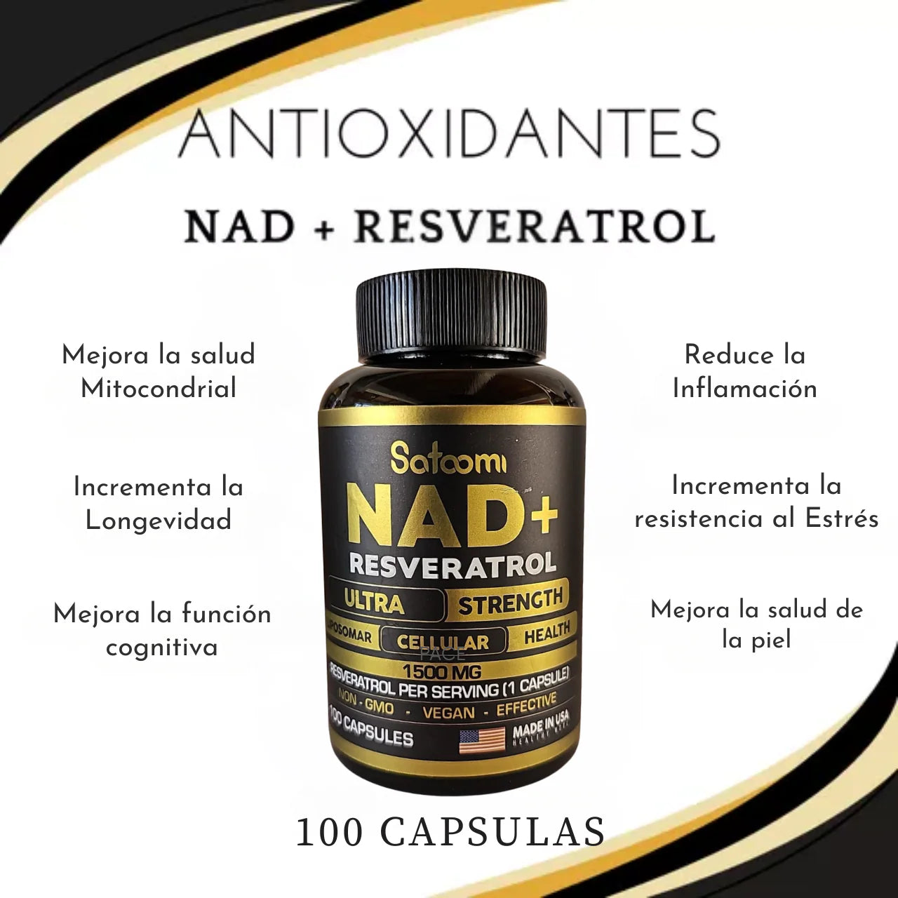NAD + RESVERATROL IMPORTADO 100 CAPSULAS ⭐⭐⭐⭐⭐